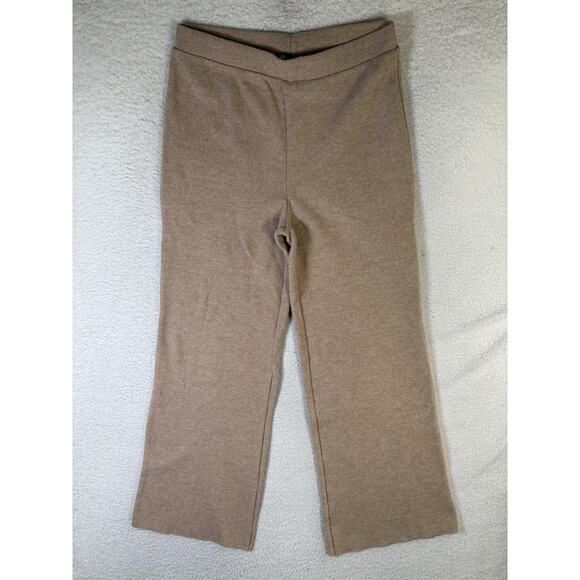 Zara Pants Womens Large Brown Tan Baggy Wide Leg Pull On Soft Knit Y2K Boho - Picture 1 of 16